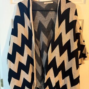 Chevron Patterned Black and Tan Sweater